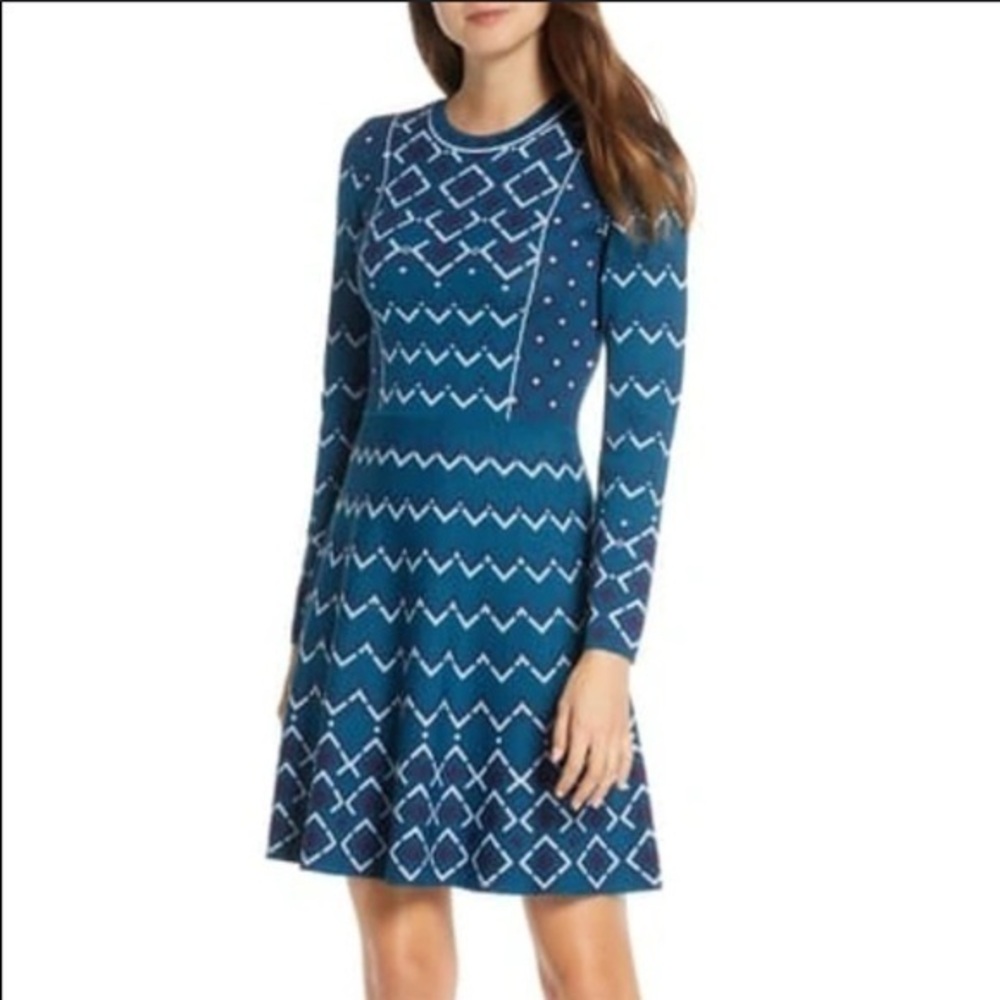 Eliza J Fit & Flare Long Sleeve Sweater Dress